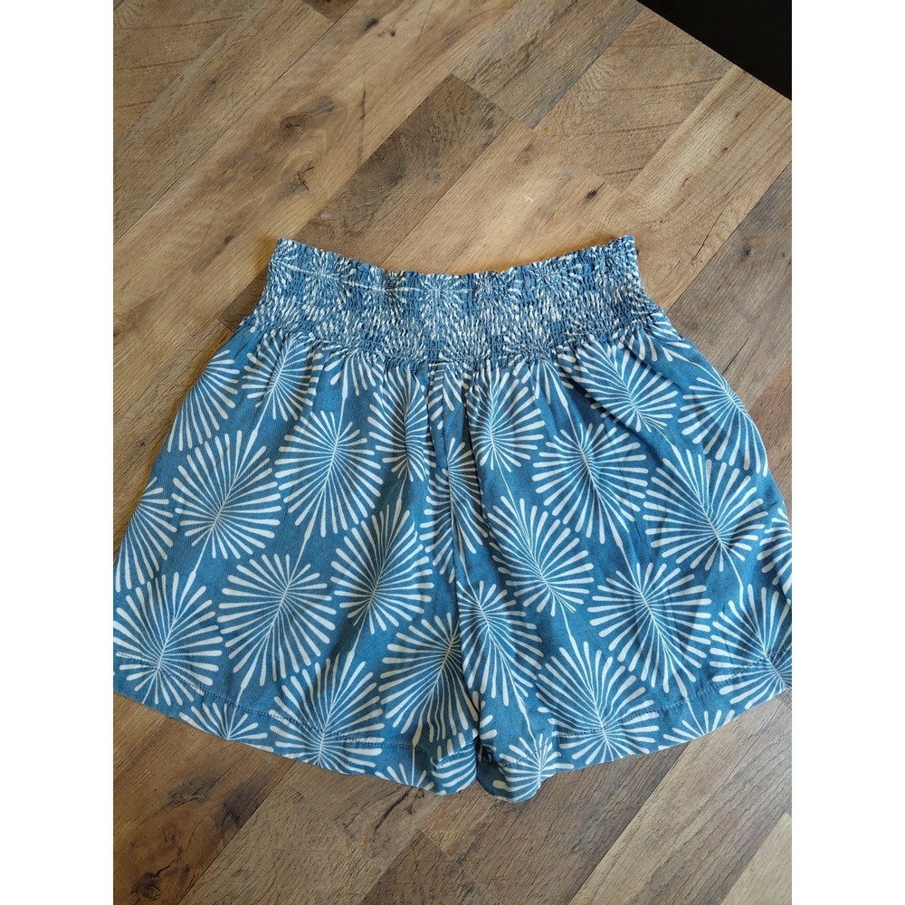 joie women paperbag Y2k Chambray & white Pattern pull-on floral lyocell shorts L - Picture 5 of 8